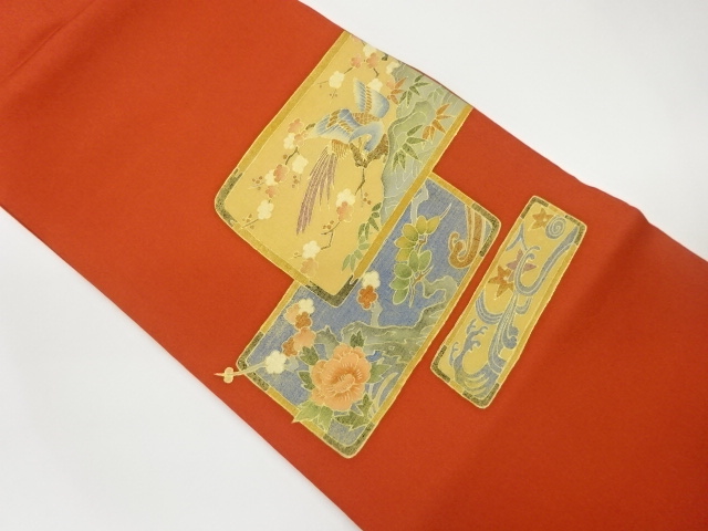 JAPANESE NAGOYA OBI / SHIOZE / KINSAI / FLOWER & BIRD